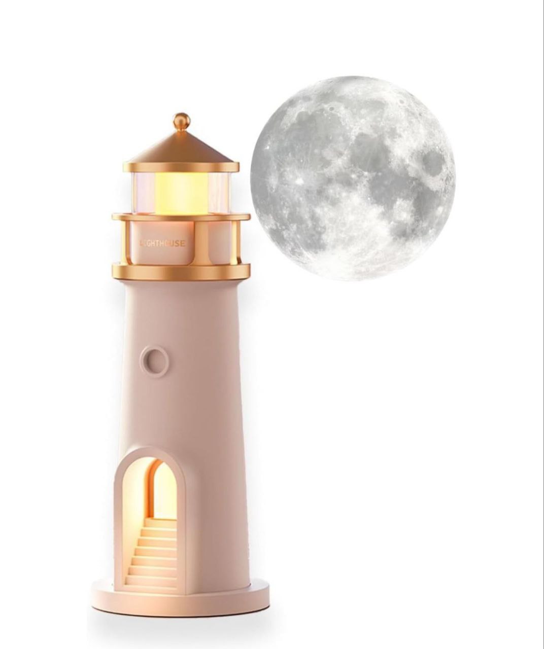 Moon Lamp Projector Night Light, Lighthouse Decor Night Light, Moon Light Galaxy Projector Lamp, Music Motion Sensor Moonlight Lamp. -  Rechargeable LED Aesthetic Table Lamp Xmas Birthday Gifts*