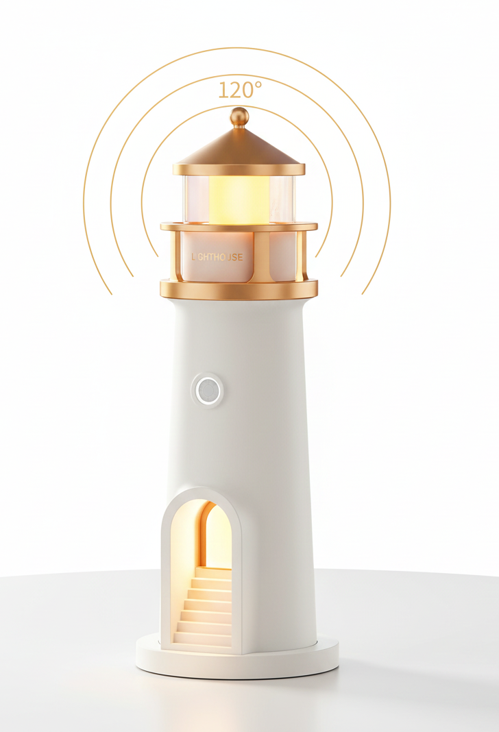 Moon Lamp Projector Night Light, Lighthouse Decor Night Light, Moon Light Galaxy Projector Lamp, Music Motion Sensor Moonlight Lamp. -  Rechargeable LED Aesthetic Table Lamp Xmas Birthday Gifts*