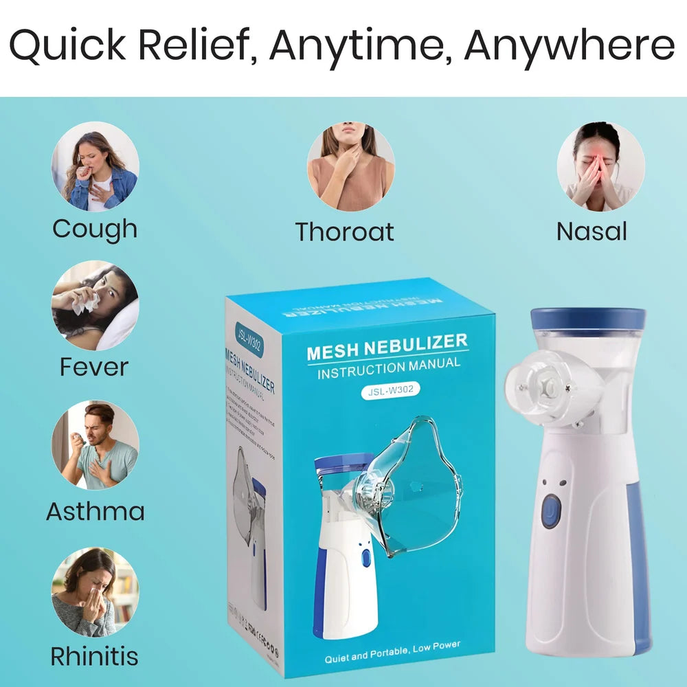 Ultra-Quiet Portable Mesh Portable Mesh Nebulizer, Effective for Cough, Asthma Silent and Compact Nebulizer Machine for Adult and Kids, Wireless Vaporizer Machine With Respiratory Mask